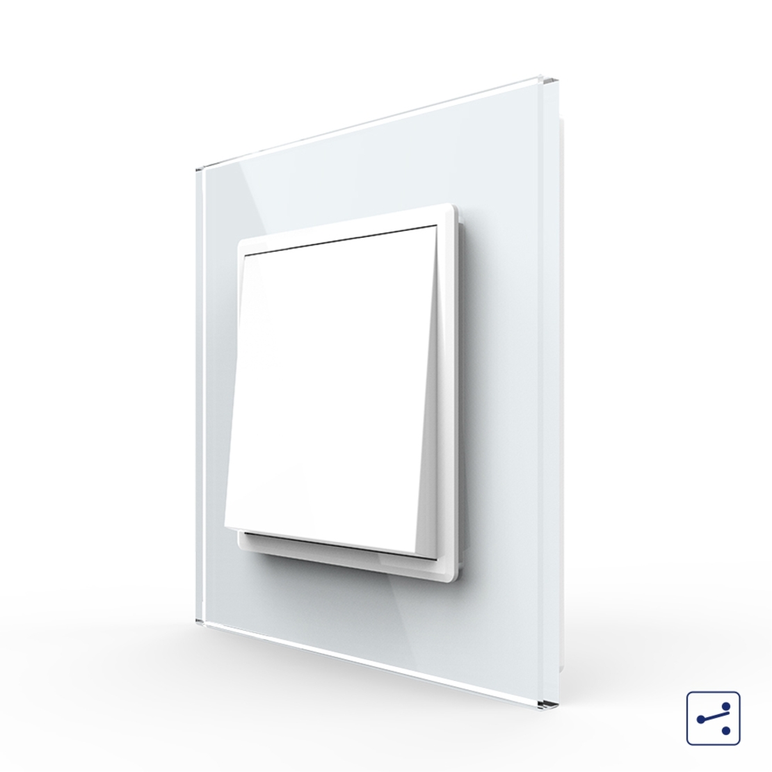 Intrerupator Simplu Mecanic si Cap Scara , 2 Module LIVOLO cu Rama din Sticla - Serie Noua, alb