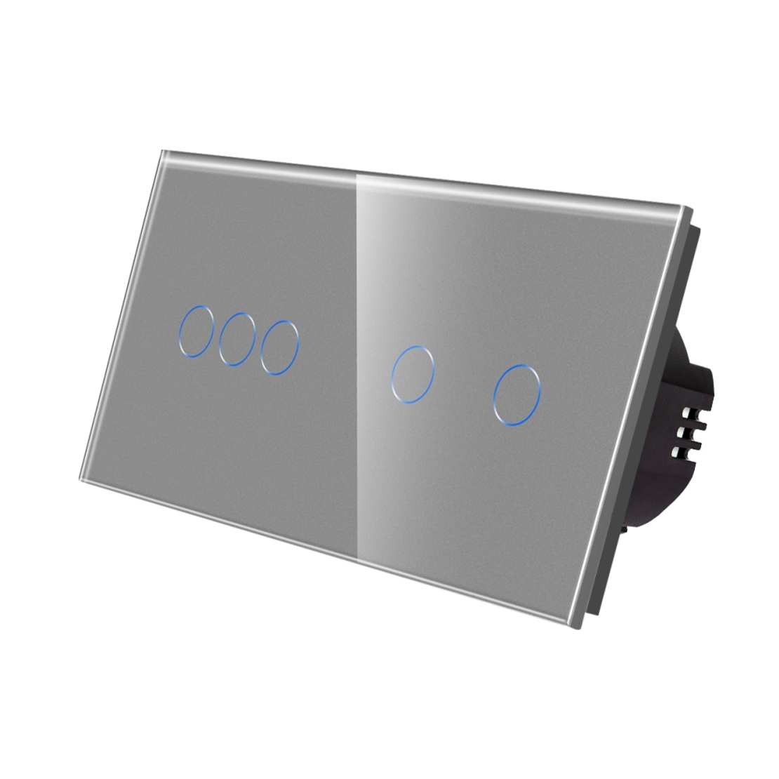 Intrerupator Triplu + Dublu cu Touch din Sticla LUXION, gri