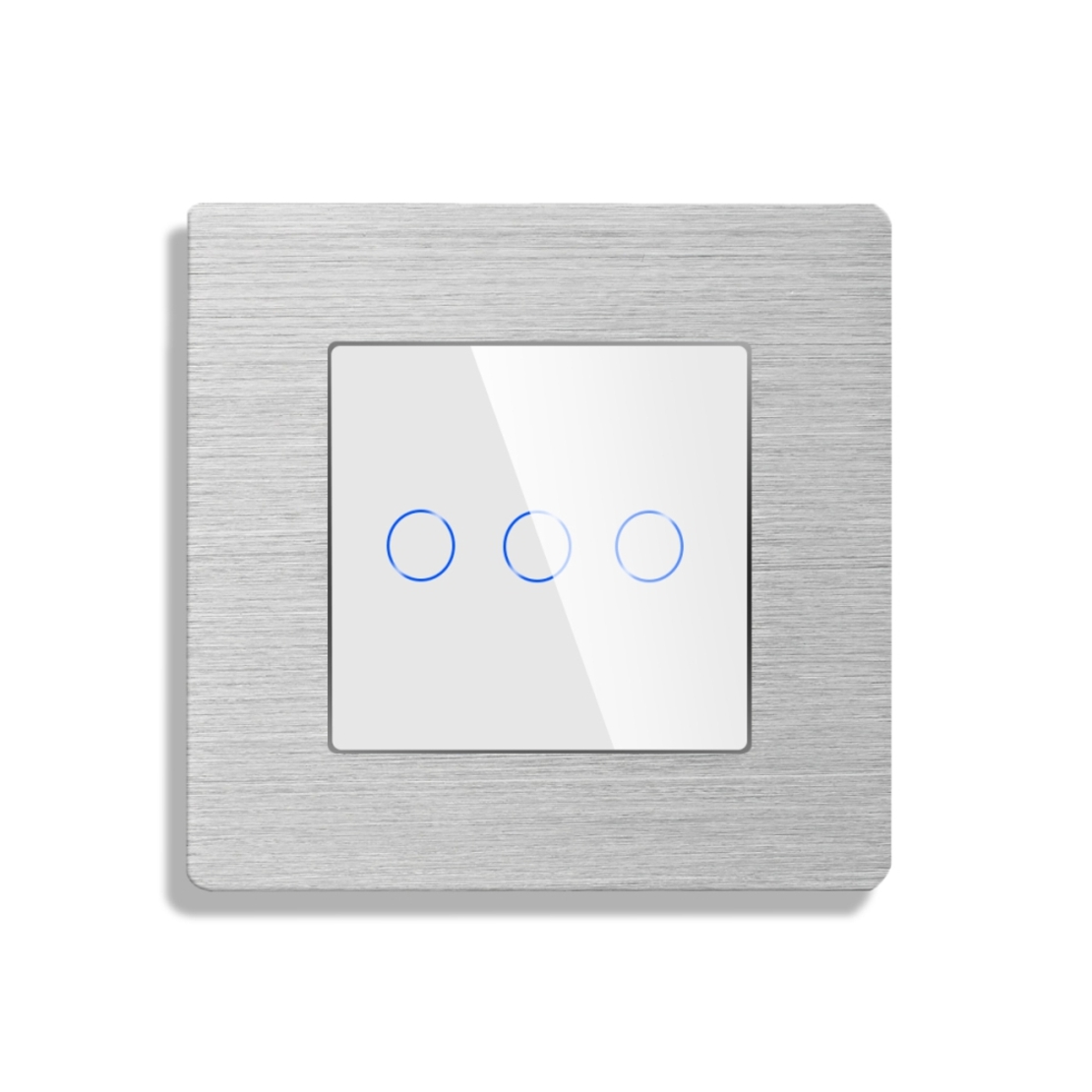 Intrerupator Triplu cu Touch din Sticla si Rama de Aluminiu LUXION, Protocol ZigBee, alb