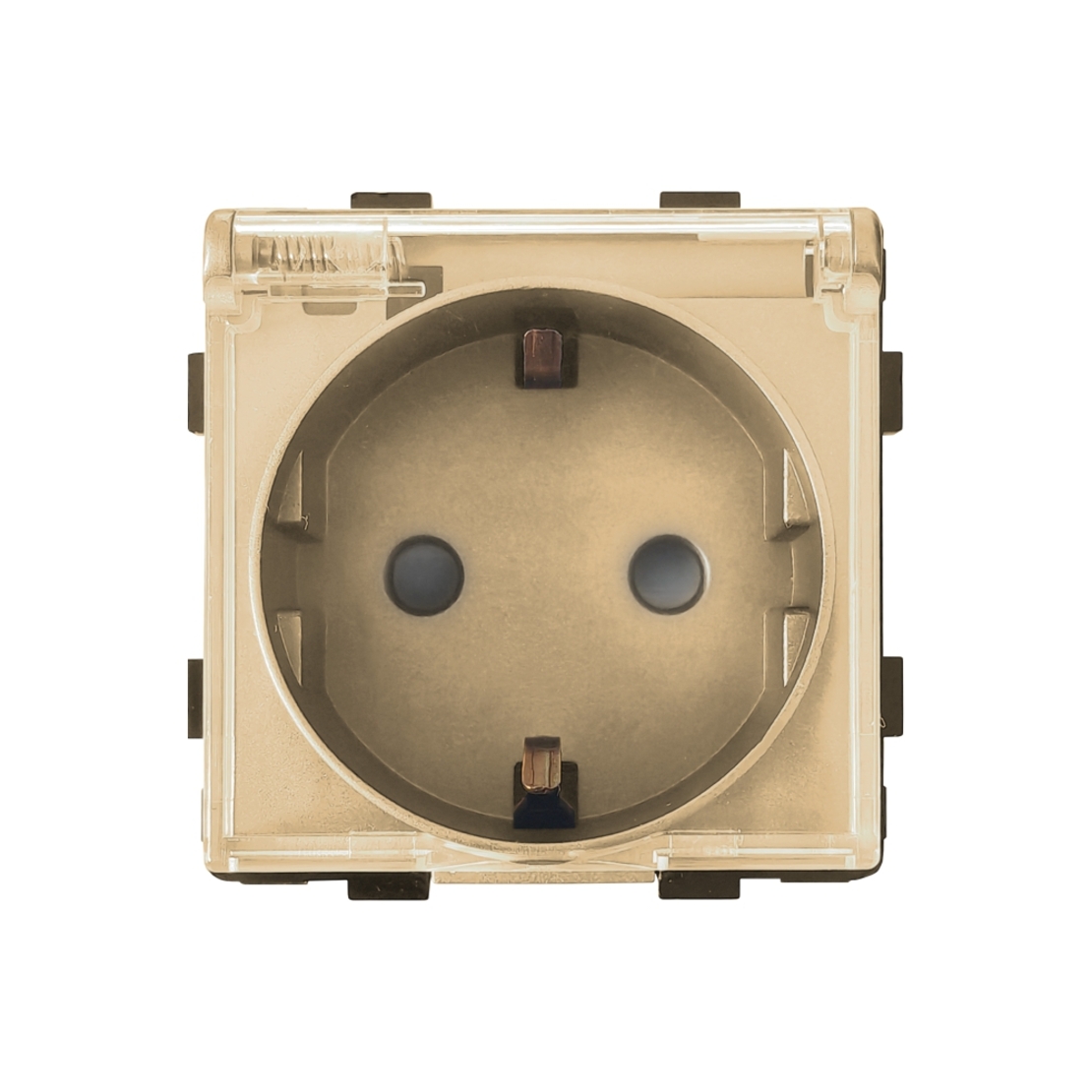 Modul Priza Simpla cu Capac Fara Rama Din Sticla LUXION, auriu