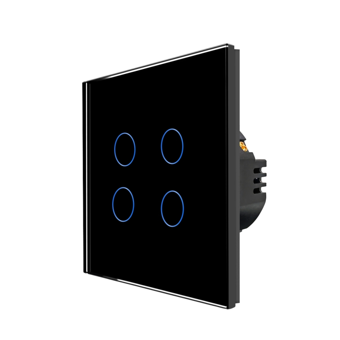 Intrerupator Cvadruplu cu Touch din Sticla LUXION, 500W, negru