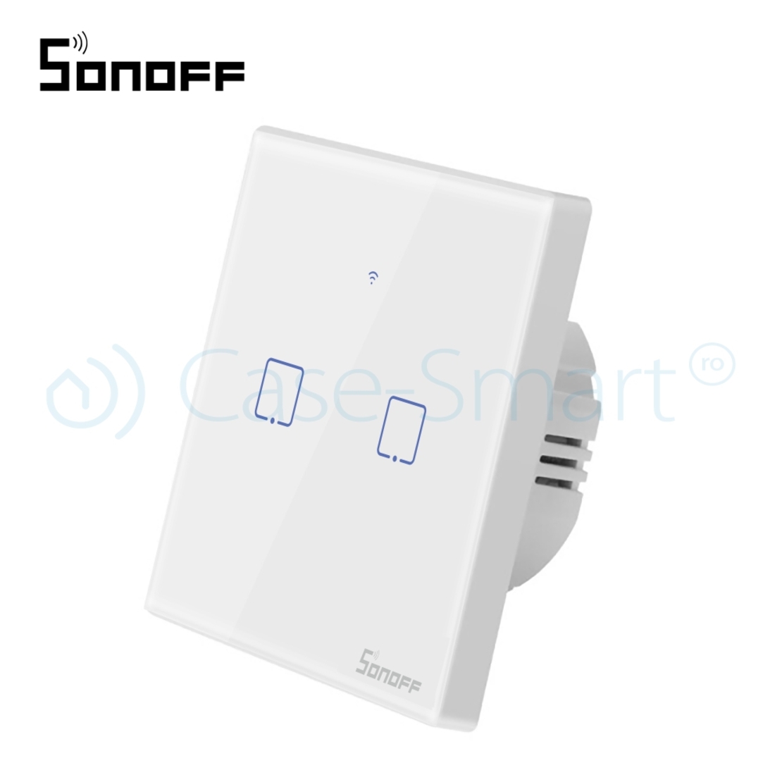 Intrerupator dublu cu touch Sonoff T0EU2C, Wi-Fi, Control de pe telefonul mobil