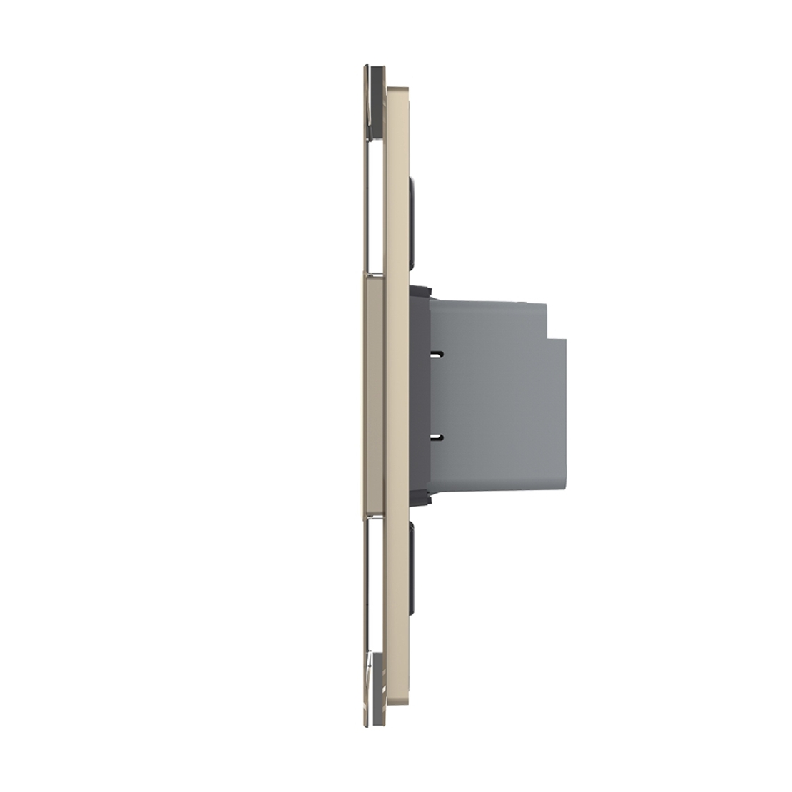 Intrerupator Simplu Cap Scara / Cruce cu Touch Livolo cu Rama Din Sticla 1M, Zigbee EC - Serie Noua, auriu