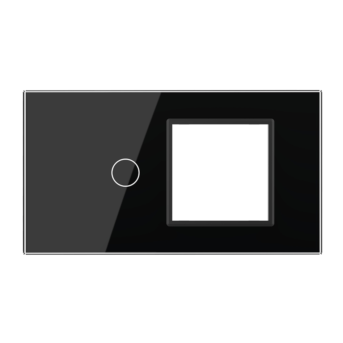 Panou Intrerupator Simplu cu Priza LIVOLO din Sticla, Standard Italian - 4M, negru