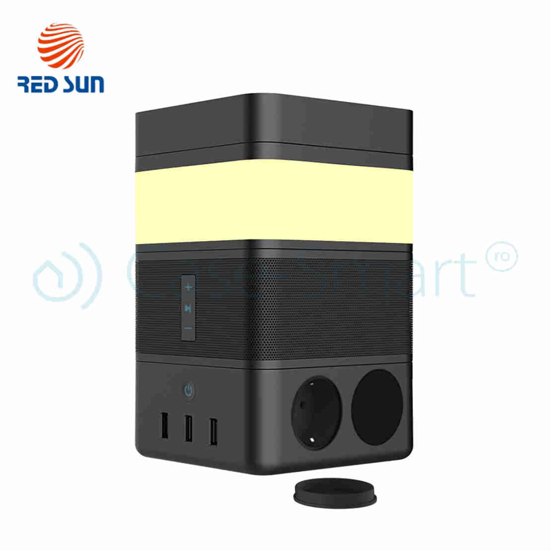 Boxa portabila cu lampa inteligenta Redsun RS-02EU-SP, Functie de baterie externa, Incarcator Wireless, Bluetooth