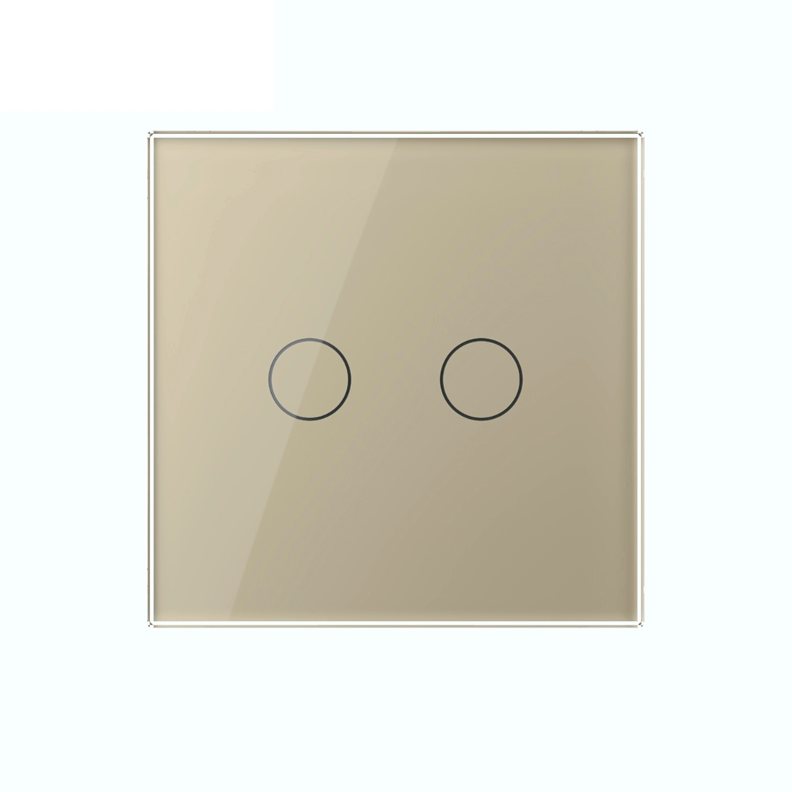 Intrerupator Dublu Cap Scara / Cruce cu Touch LIVOLO din Sticla - Protocol ZigBee EC, auriu