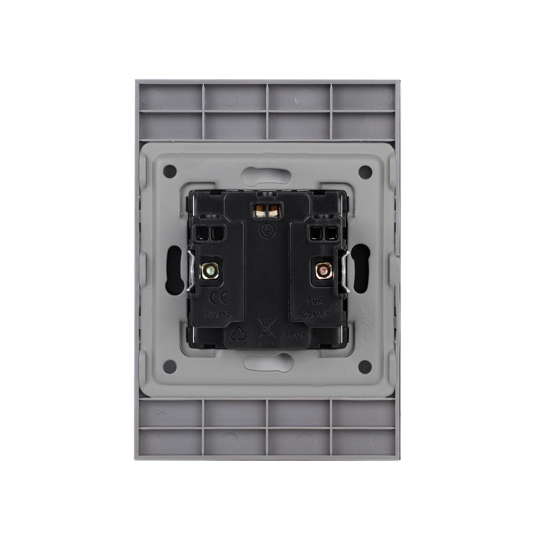 Priza Dubla cu Rama din Sticla LUXION Pentru Doza Simpla, gri