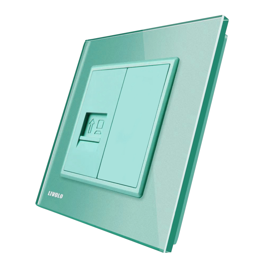 Priza internet Livolo cu rama din sticla, verde