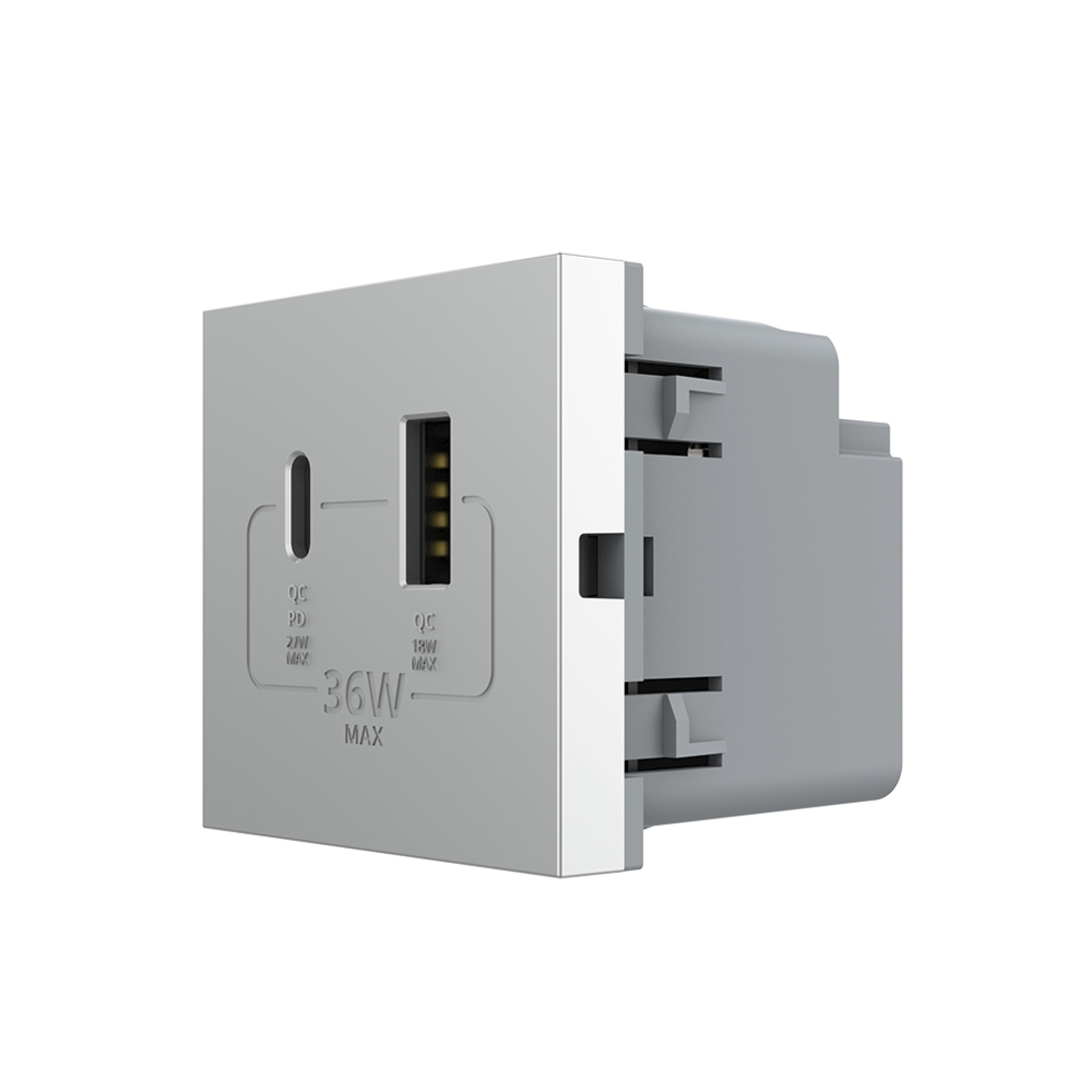 Modul Priza USB-A + USB-C LIVOLO – Serie Noua, gri