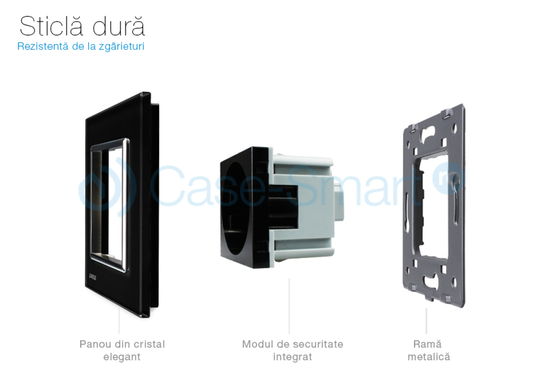 Priza simpla Livolo cu rama din sticla, auriu