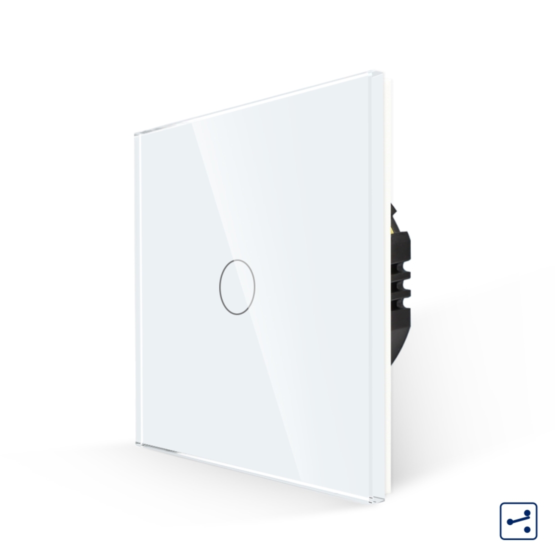 Intrerupator Simplu Cap Scara/Cruce cu Touch din Sticla LUXION, Serie A, alb