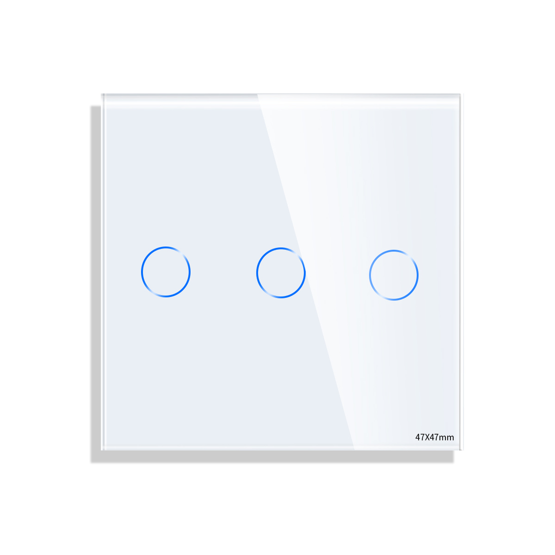 Panou Intrerupator Triplu cu Touch Mini din Sticla LUXION, alb