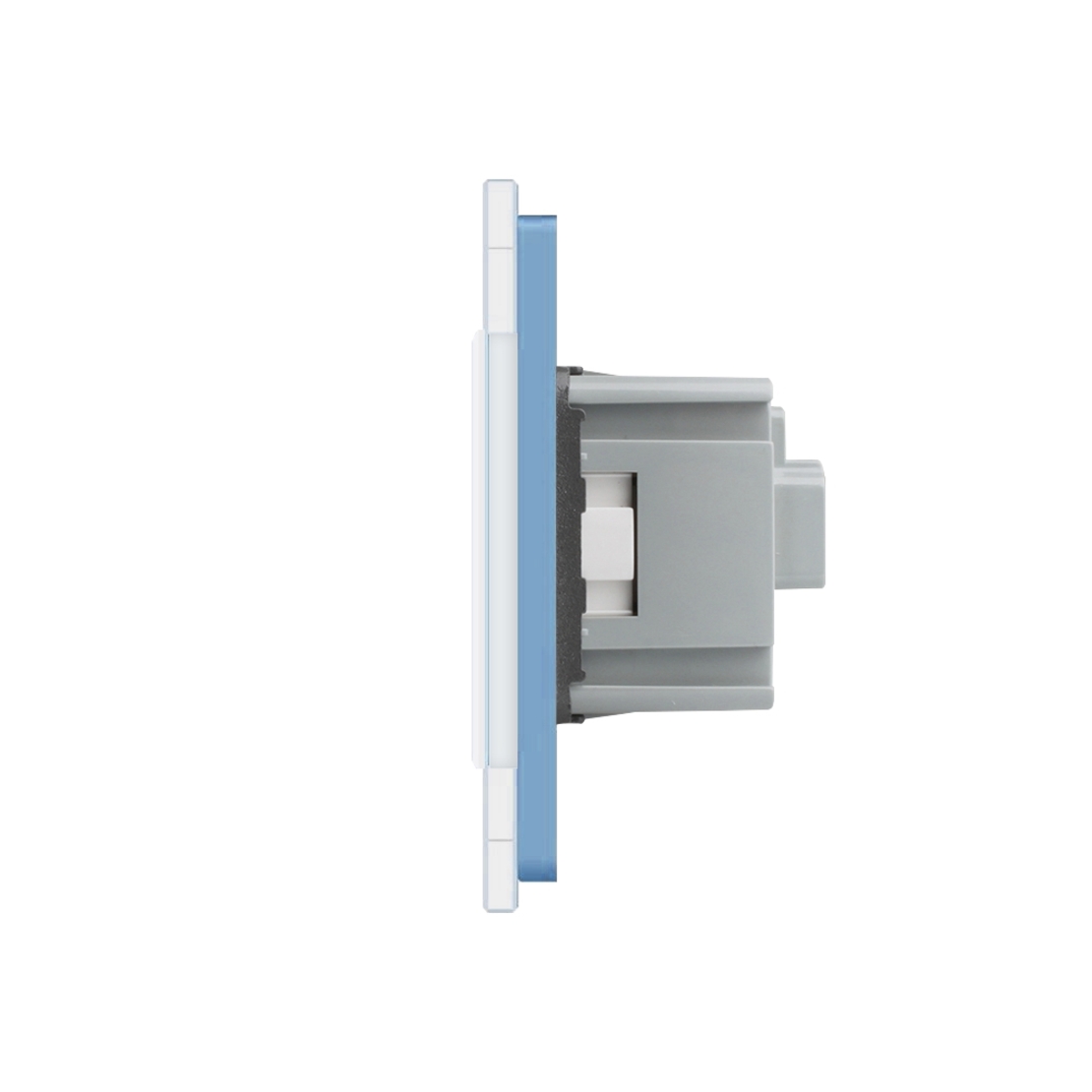 Priza dubla Livolo cu rama din sticla, albastru