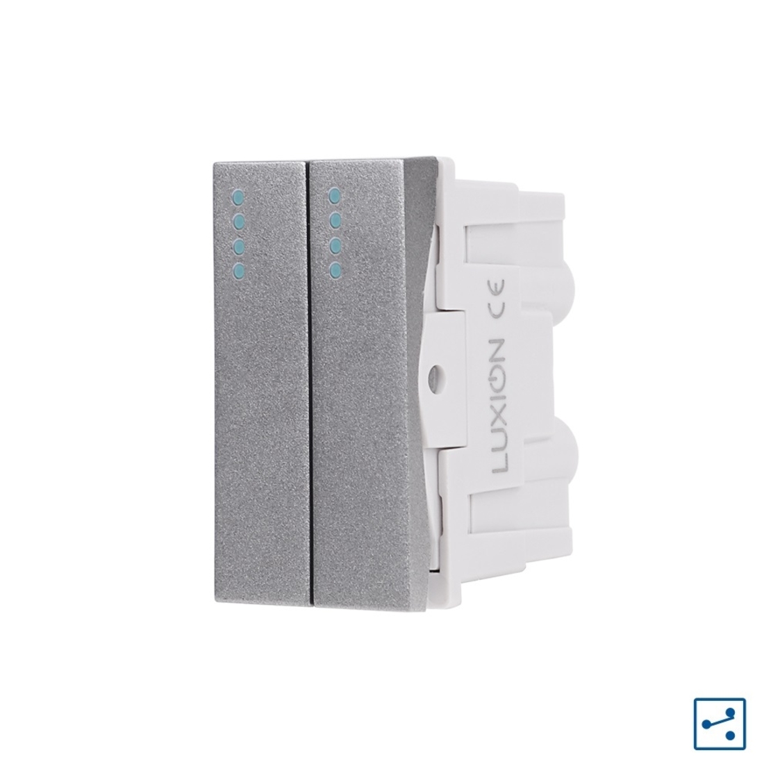 Modul Intrerupator Dublu Cap-Scara Mecanic 2M / 1M LUXION, Standard Italian, gri