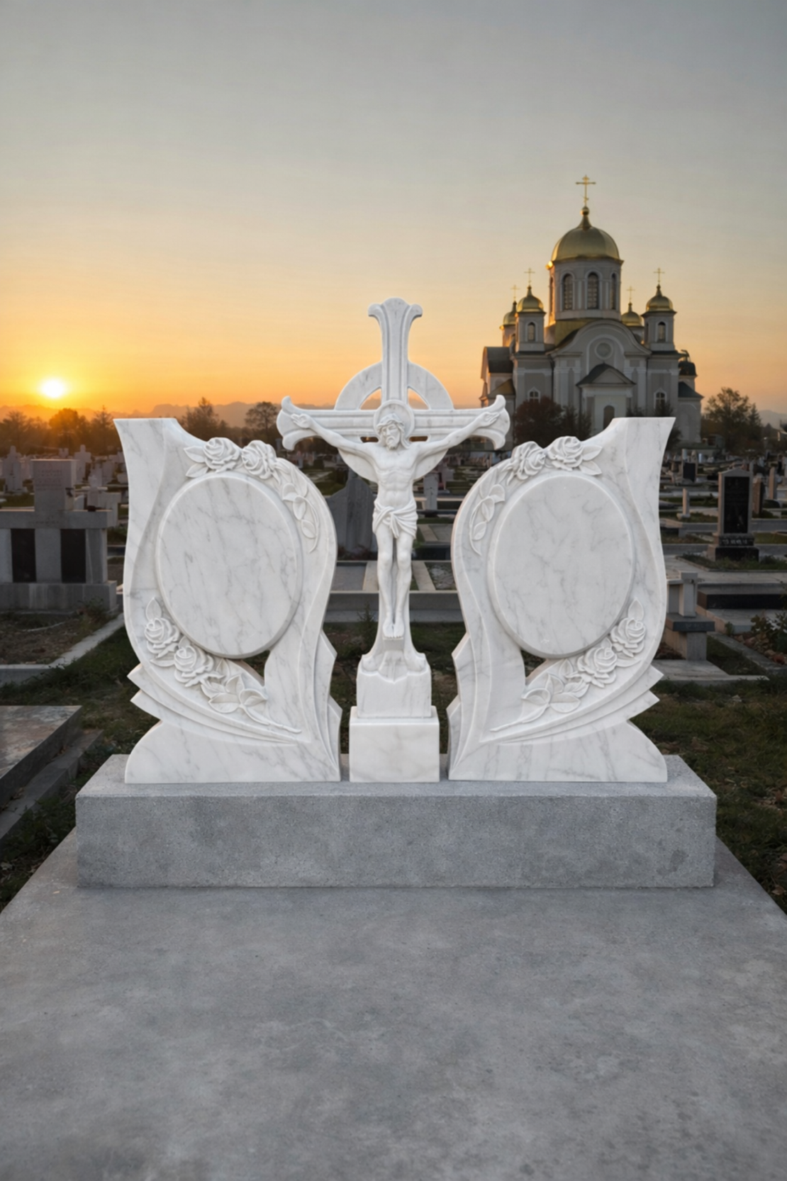 MAR-1825 CRUCE MARMURA DUBLA CU SCULPTURA