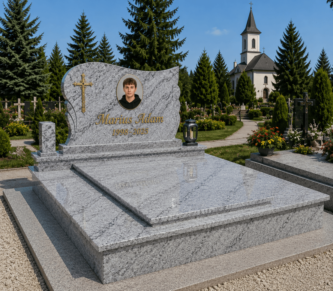 GRA-1985 MORMANT DUBLU MASIV GRANIT VISCON WHITE