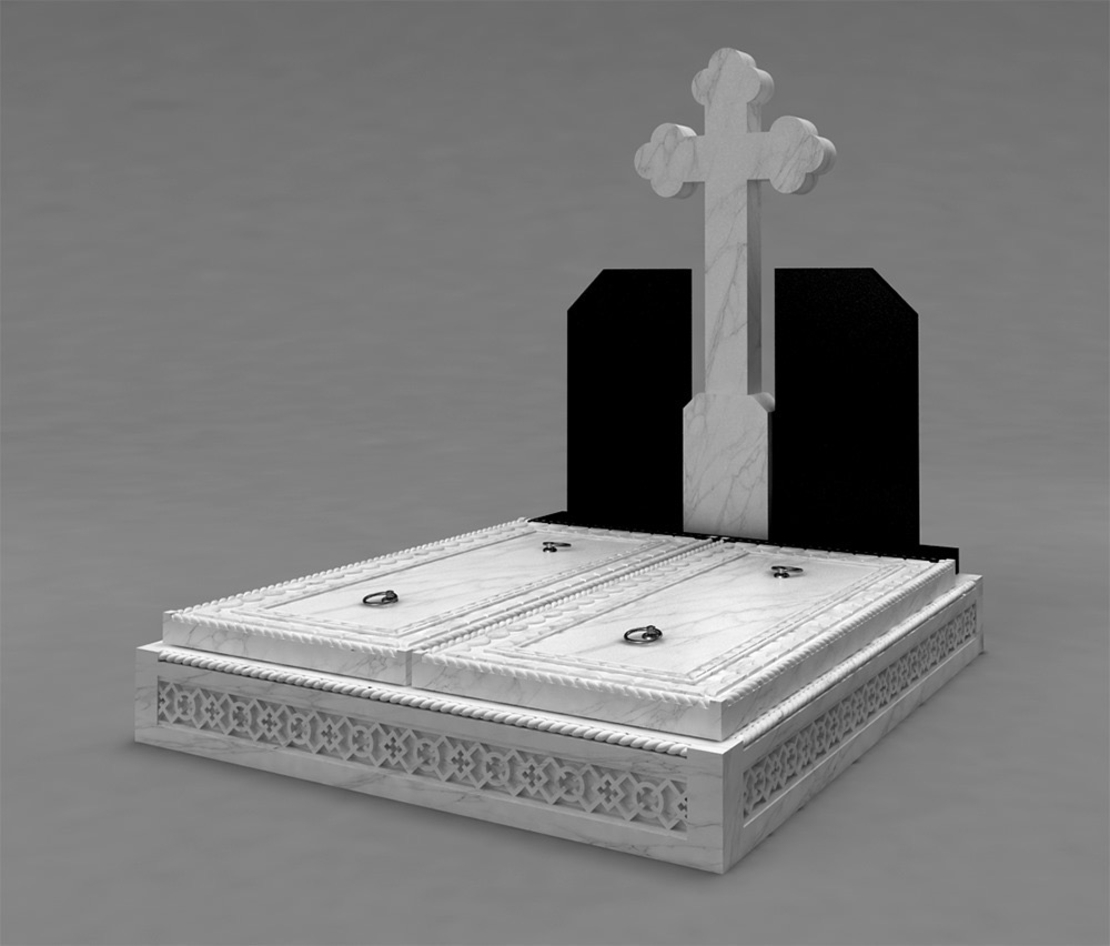 PRM-1835 MORMANT MASIV DIN MARMURA CU SCULPTURA