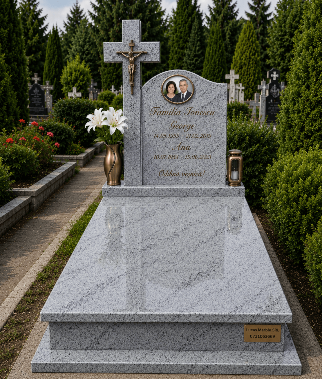 GRA-1989 MORMANT SIMPLU GRANIT VISCON WHITE CU CAPAC