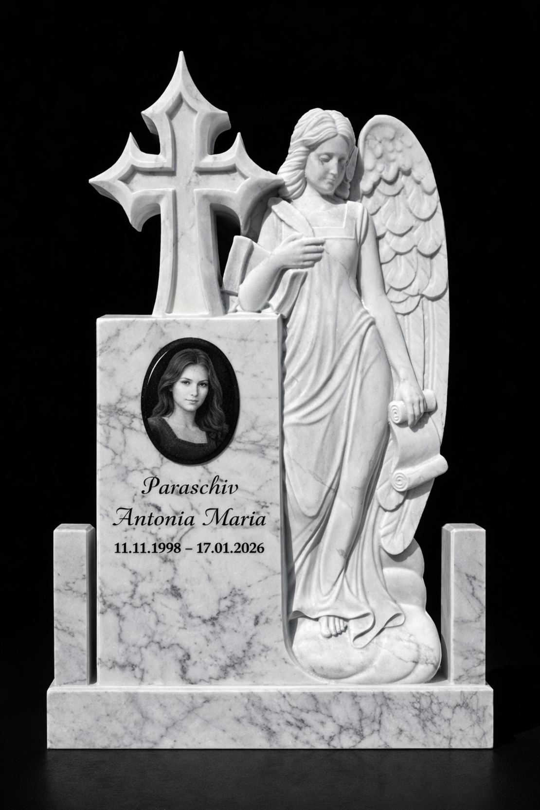 MAR-1869 MONUMENT FUNERAR DIN MARMURA CU INGER