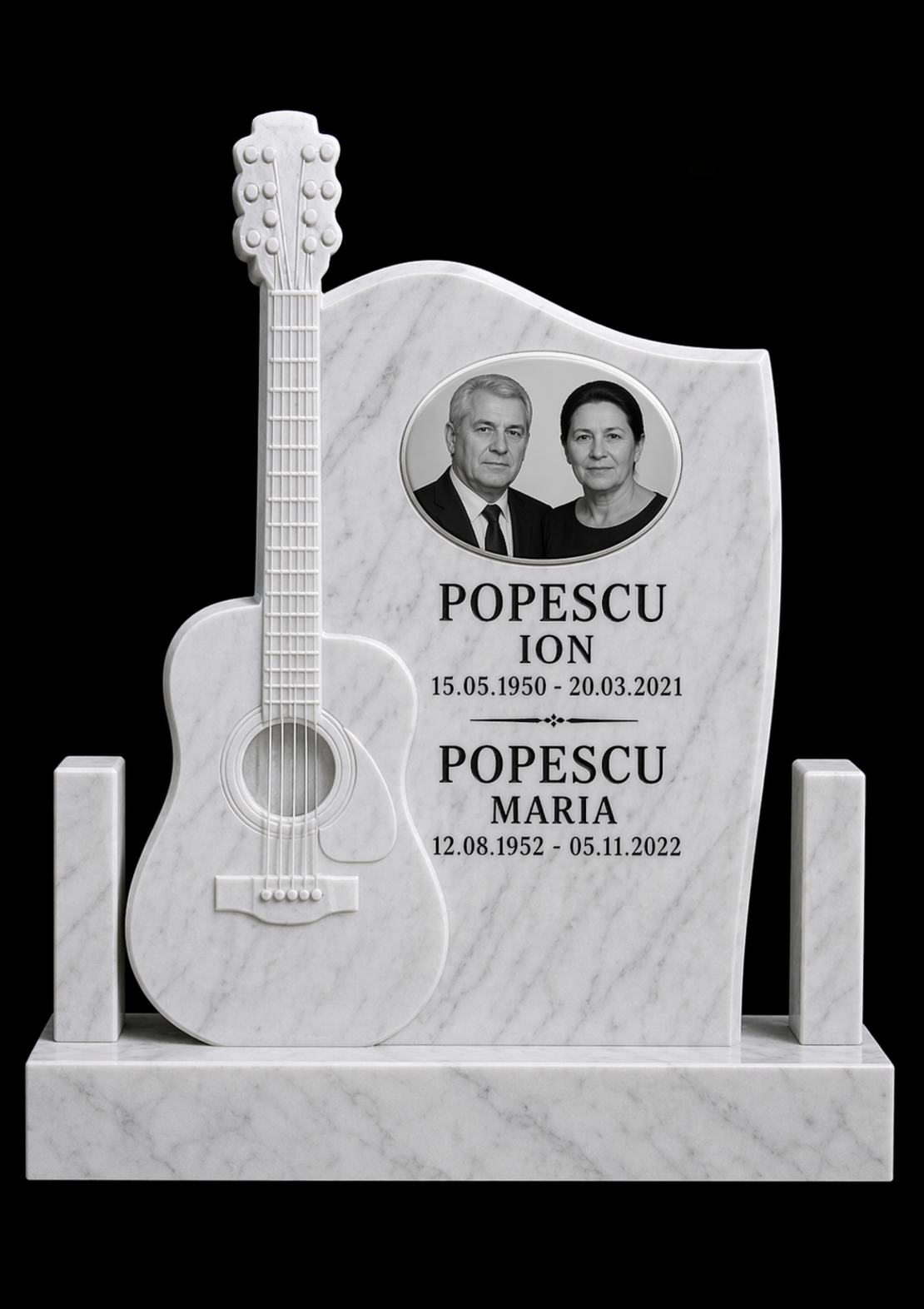 MAR-1920 CRUCE MARMURA CU SCULPTURA CHITARA