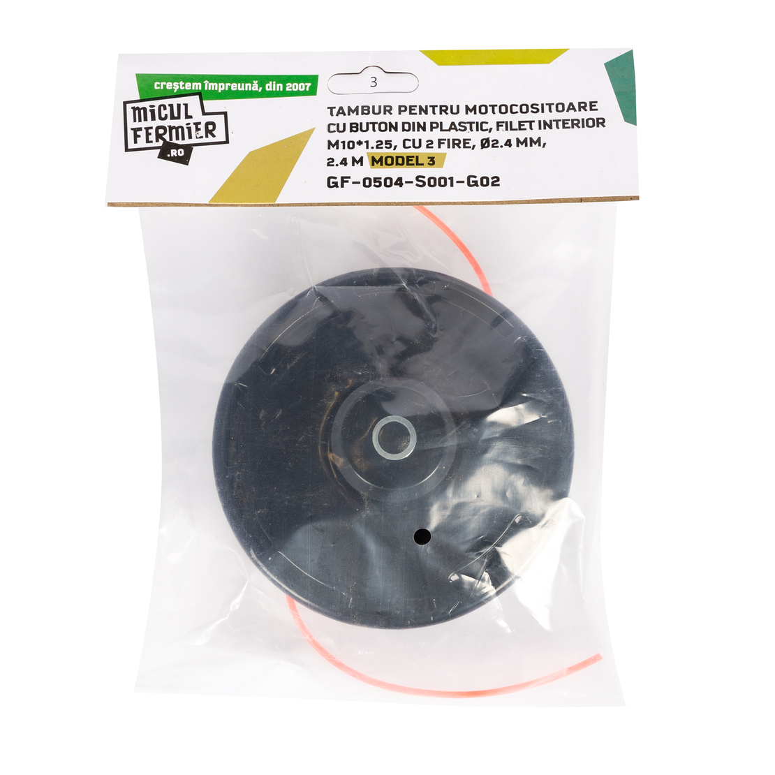 Tambur Micul Fermier M10*1.25 2F 2.4mm*2.4m, Buton Plastic, Model3 G02
