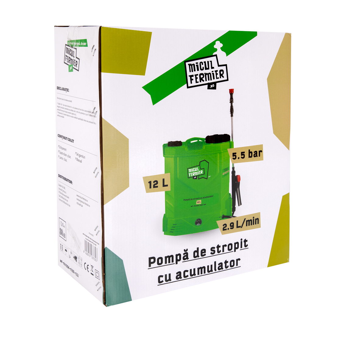 Pompa de stropit cu acumulator, Micul Fermier 12L