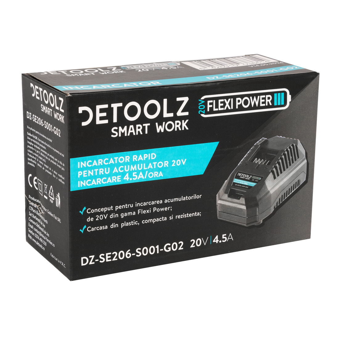 Incarcator rapid, Detoolz, pentru acumulator 20V, incarcare 4.5A/h