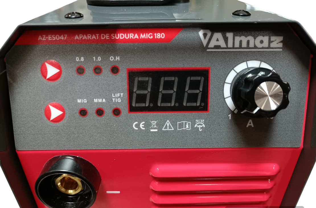 Aparat sudura Almaz, MMA+MAG+FCAW, intensitate maxima 180A, afisaj digital