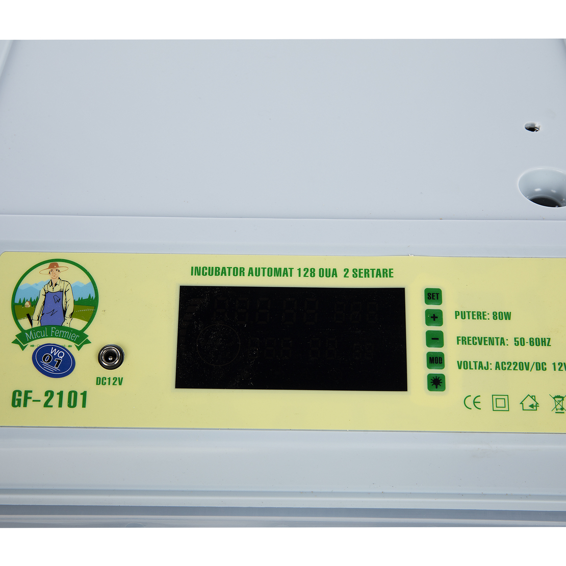 Incubator electric Micul Fermier capacitate 128 oua, 2 etaje, alimentare 220V/12V