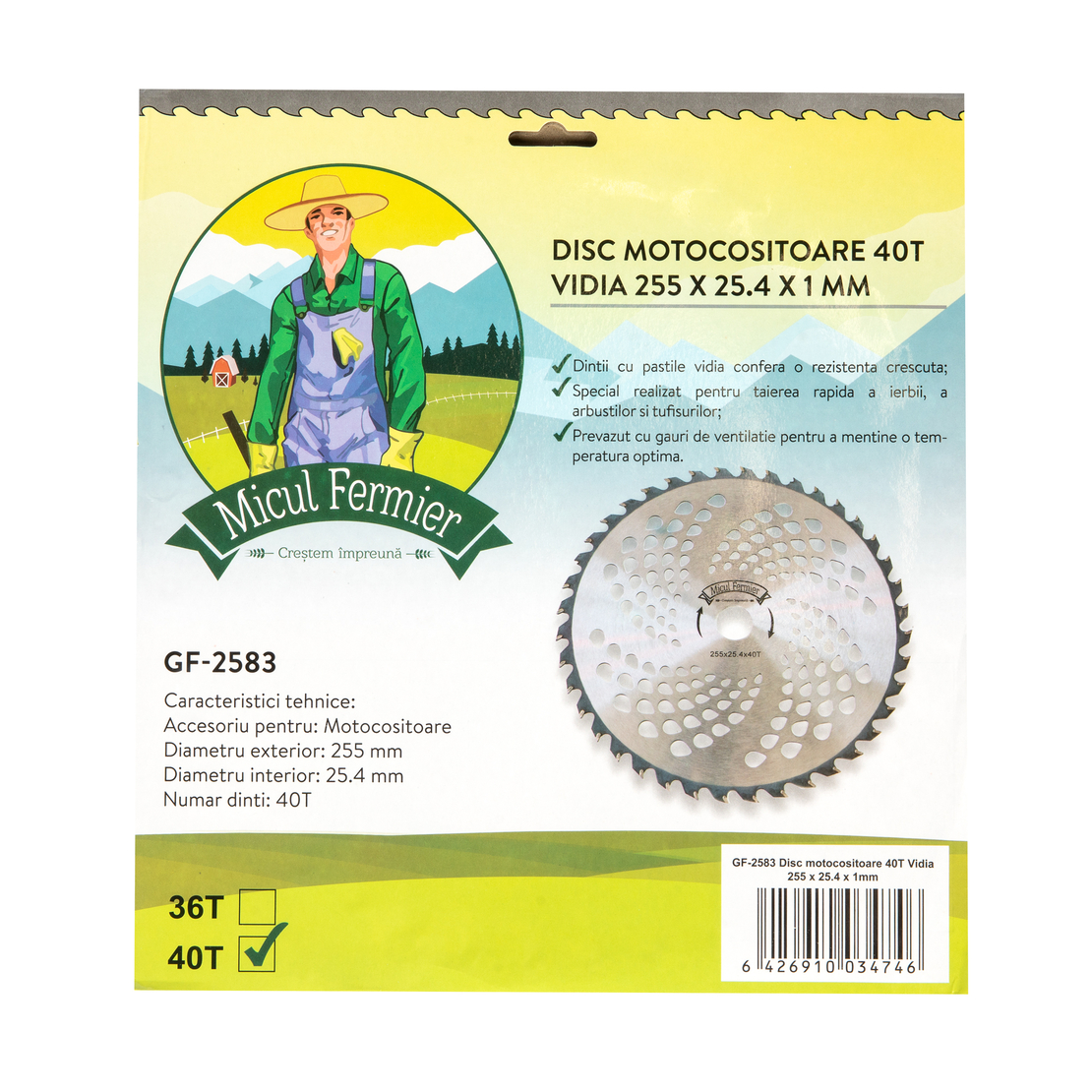 Disc motocositoare 40T Vidia 255 x 25.4 x 1mm