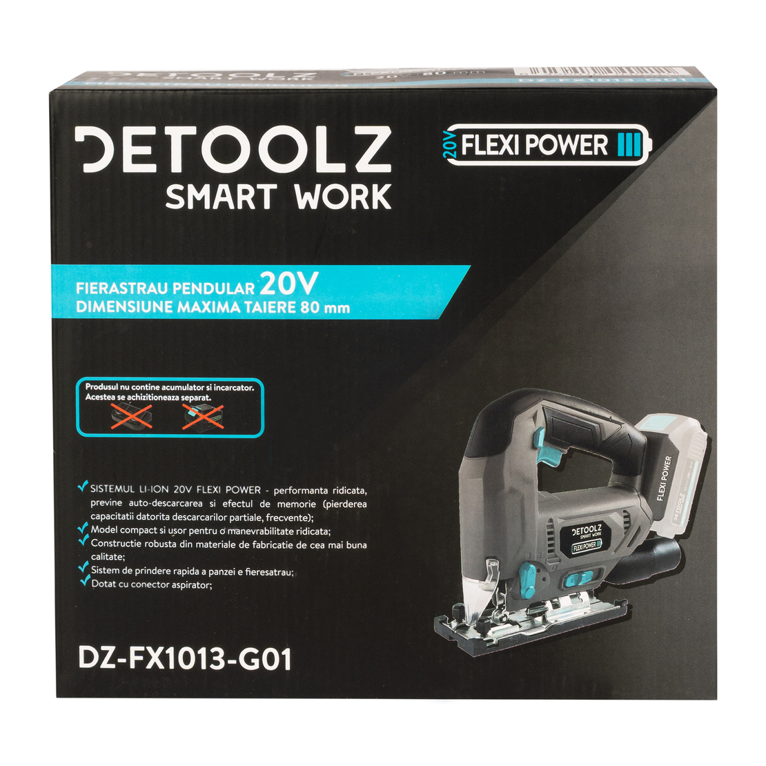 Fierastrau pendular Detoolz, 20V, dimensiune maxima taiere 80mm