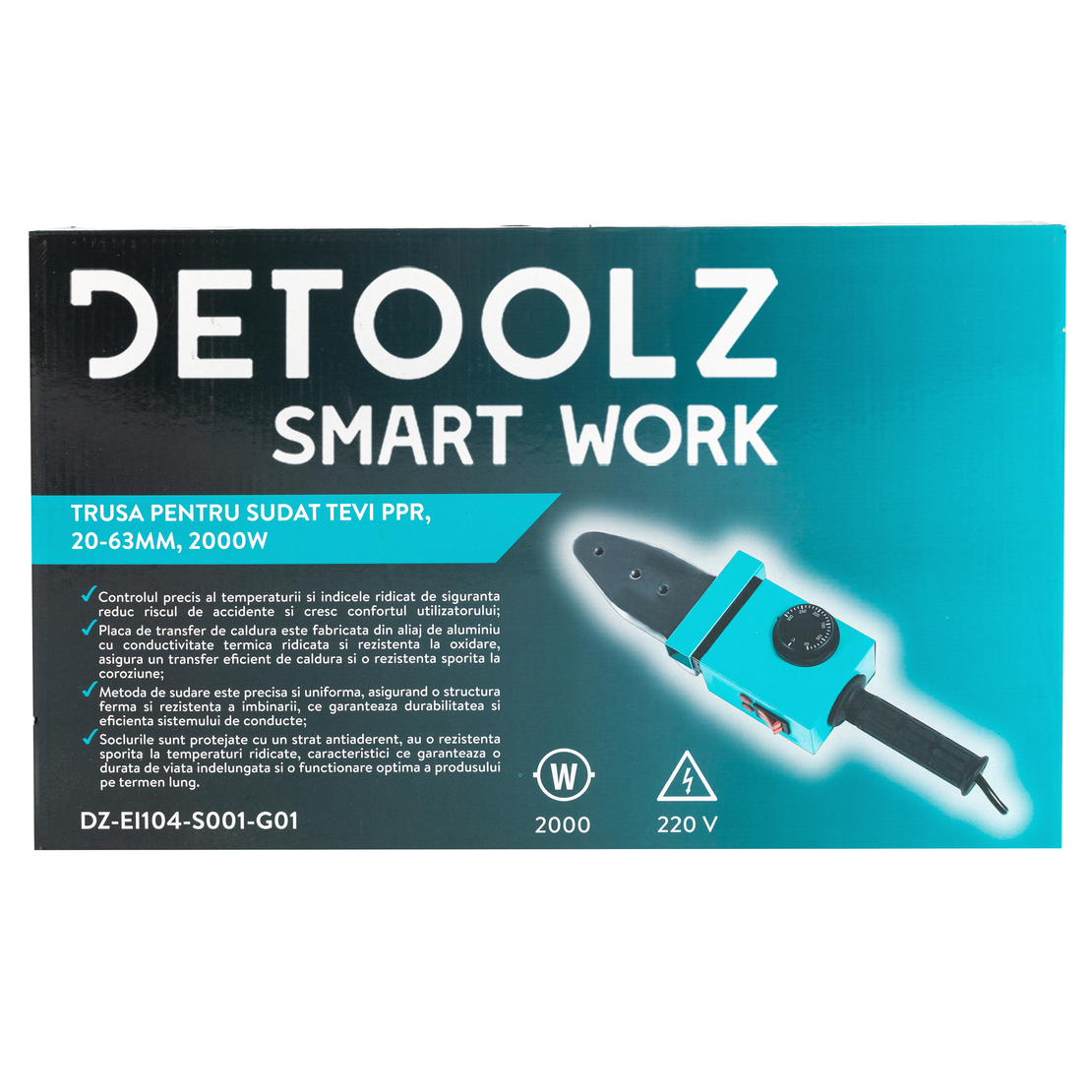 Trusa pentru sudat tevi din PPR Detoolz putere 2000W, diametru sudare 20-63mm