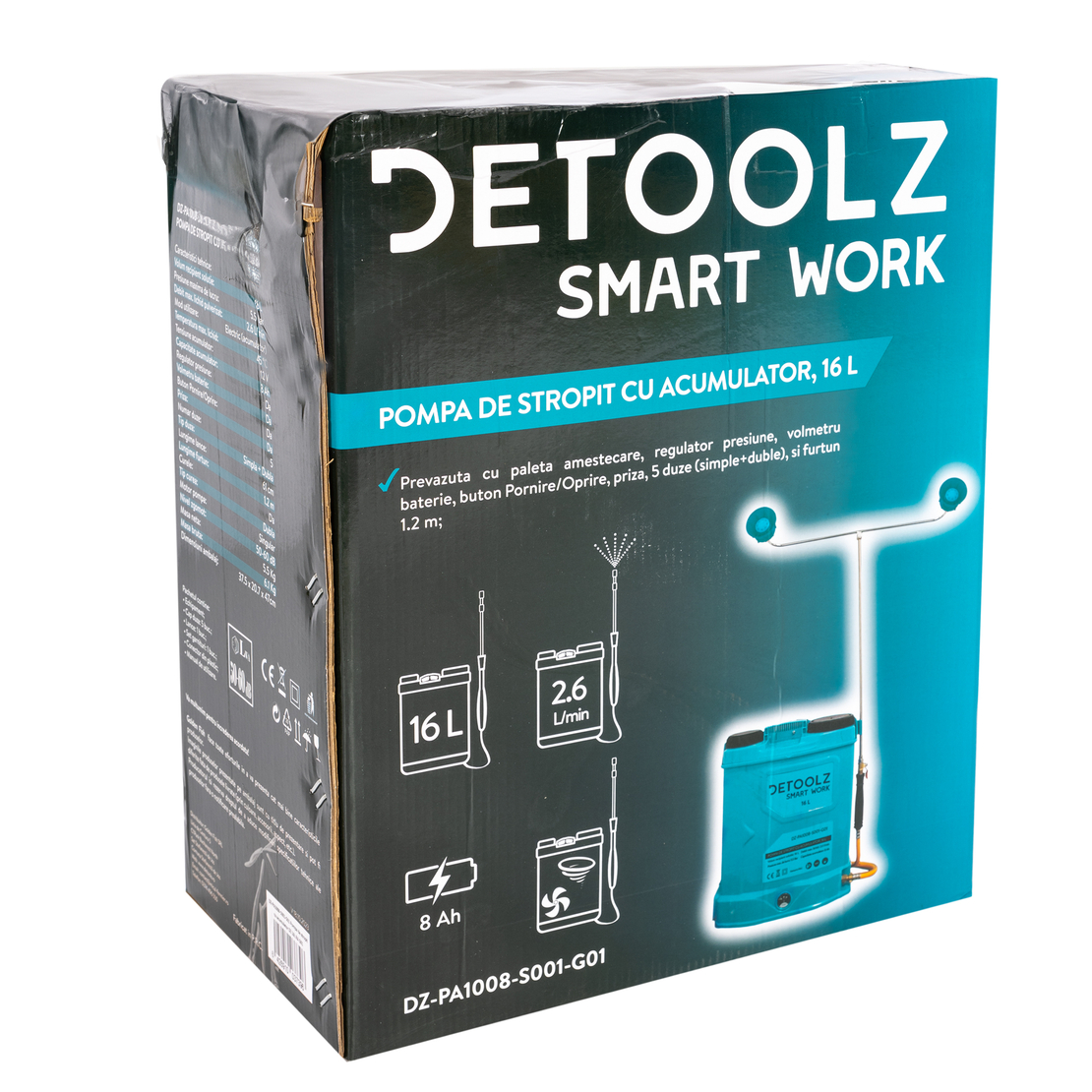 Pompa de stropit cu acumulator Li-Ion, Detoolz 16L