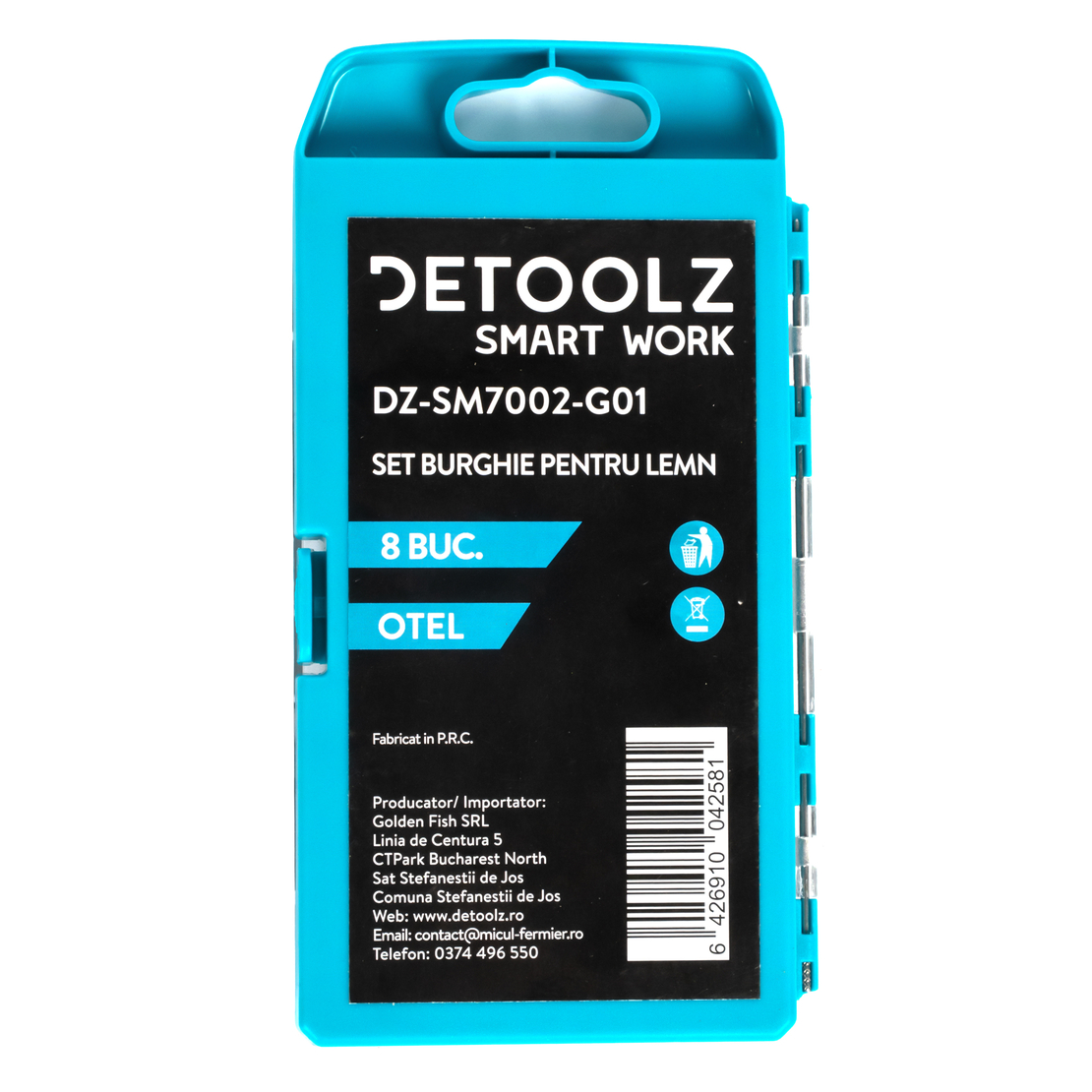 Set burghie Detoolz pentru lemn 8 bucati G01