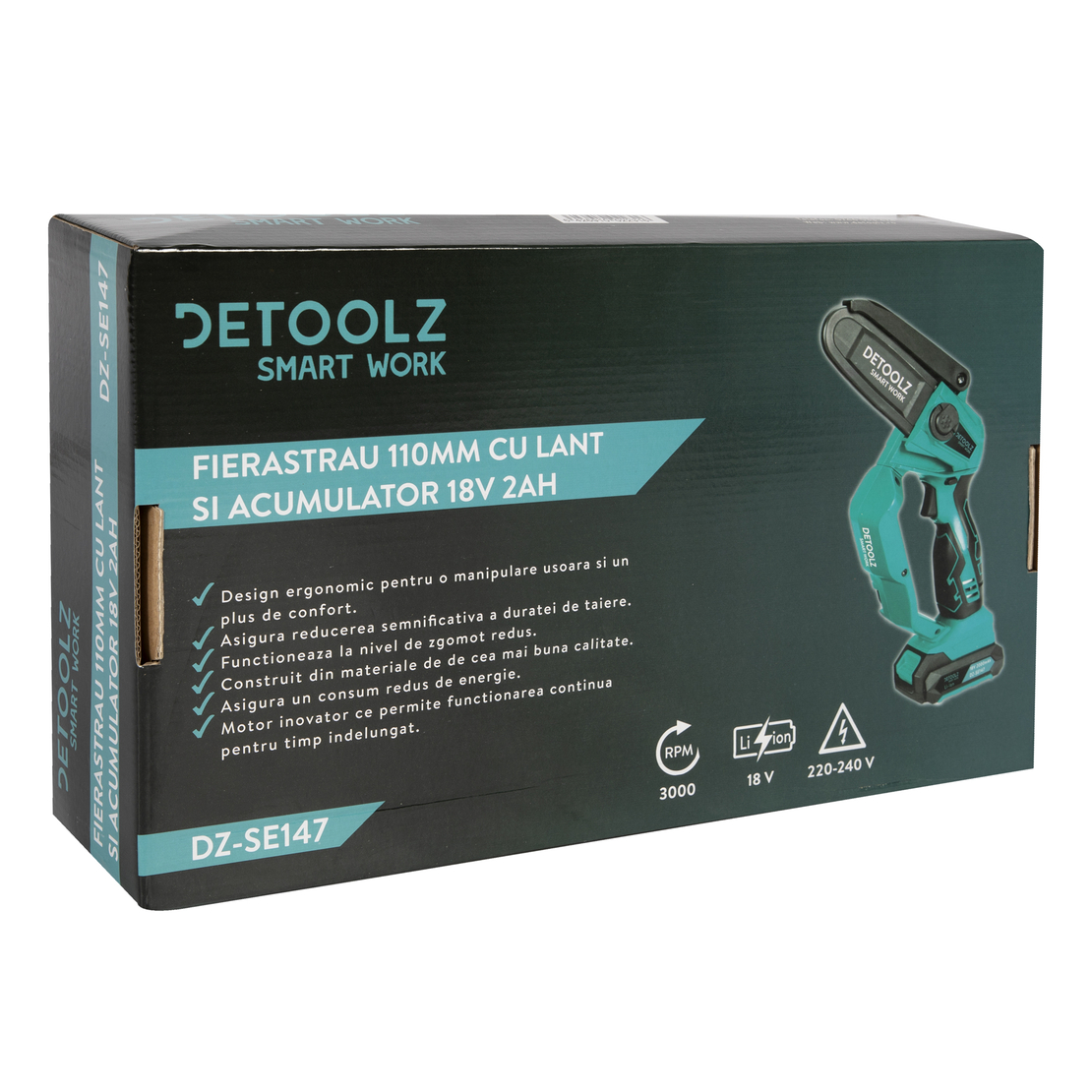 Fierastrau 110mm cu lant si acumulator 18V 2Ah