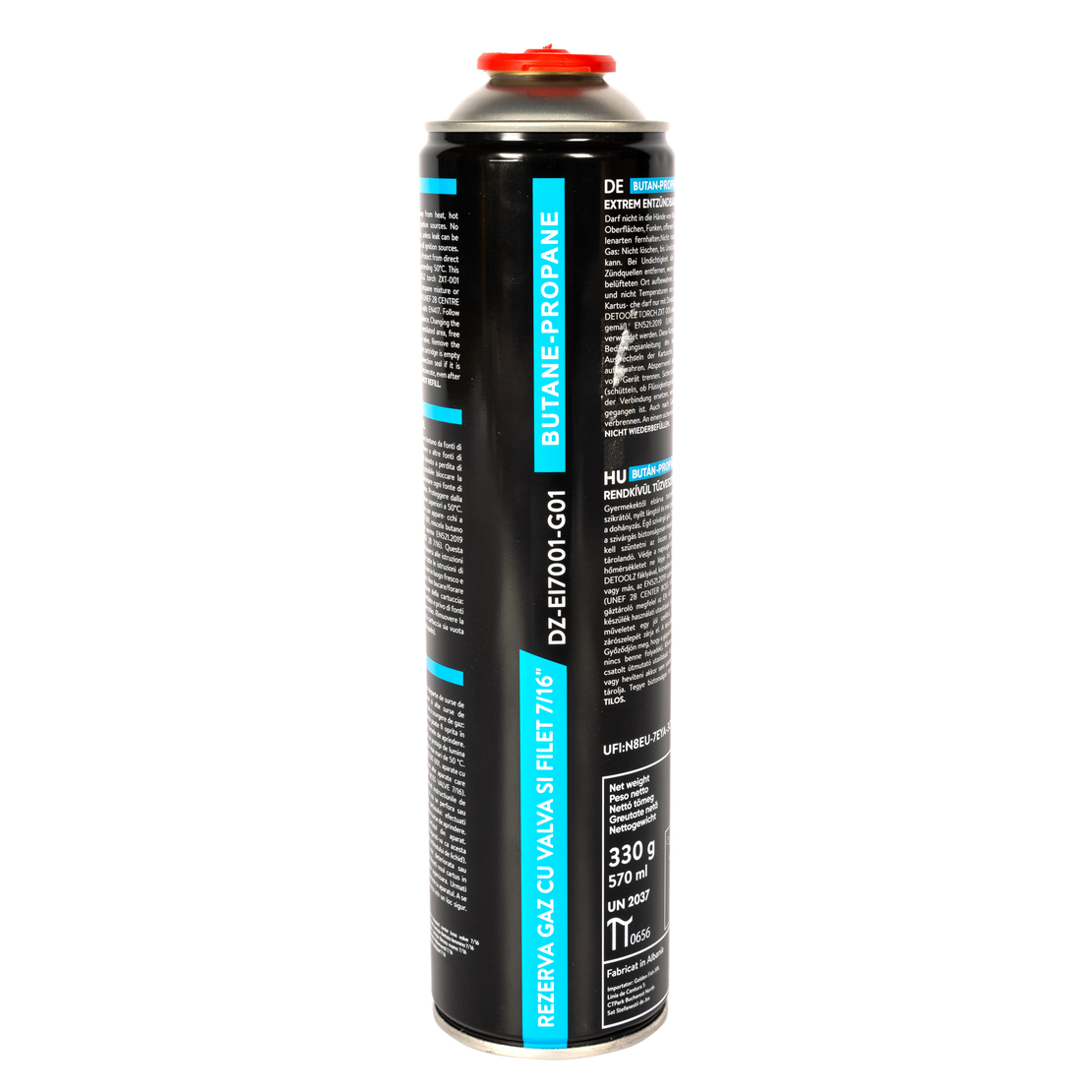 Rezerva gaz Detoolz 330g cu valva si filet 7/16