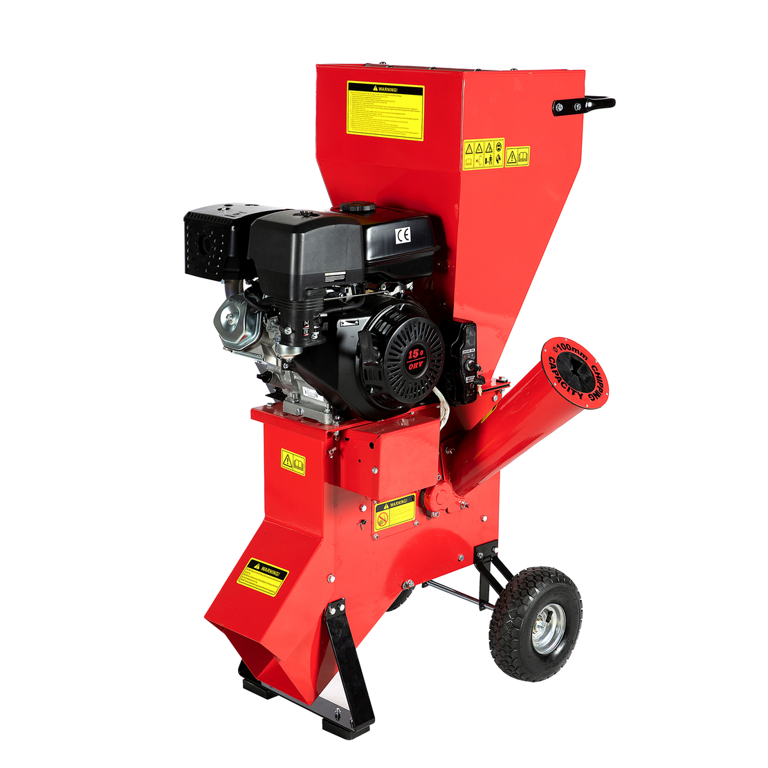 Tocator pentru crengi Micul Fermier, Ø100mm, motor benzina 15CP, pornire electrica, alimentare verticala, pentru rumegus