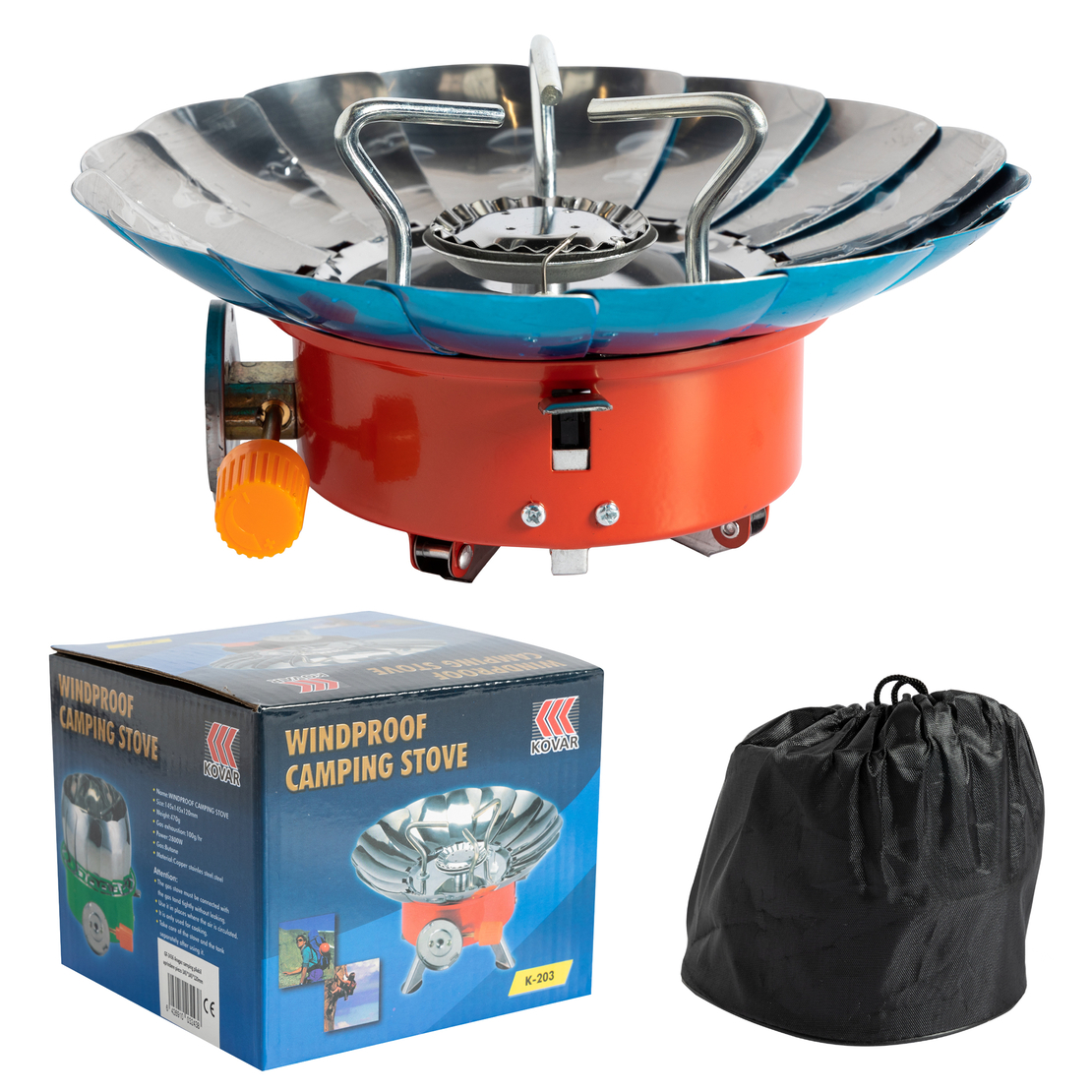 Aragaz camping Micul Fermier, putere termica 2.8 kW, aprindere piezo-electrica, compatibil rezerva gaz spray