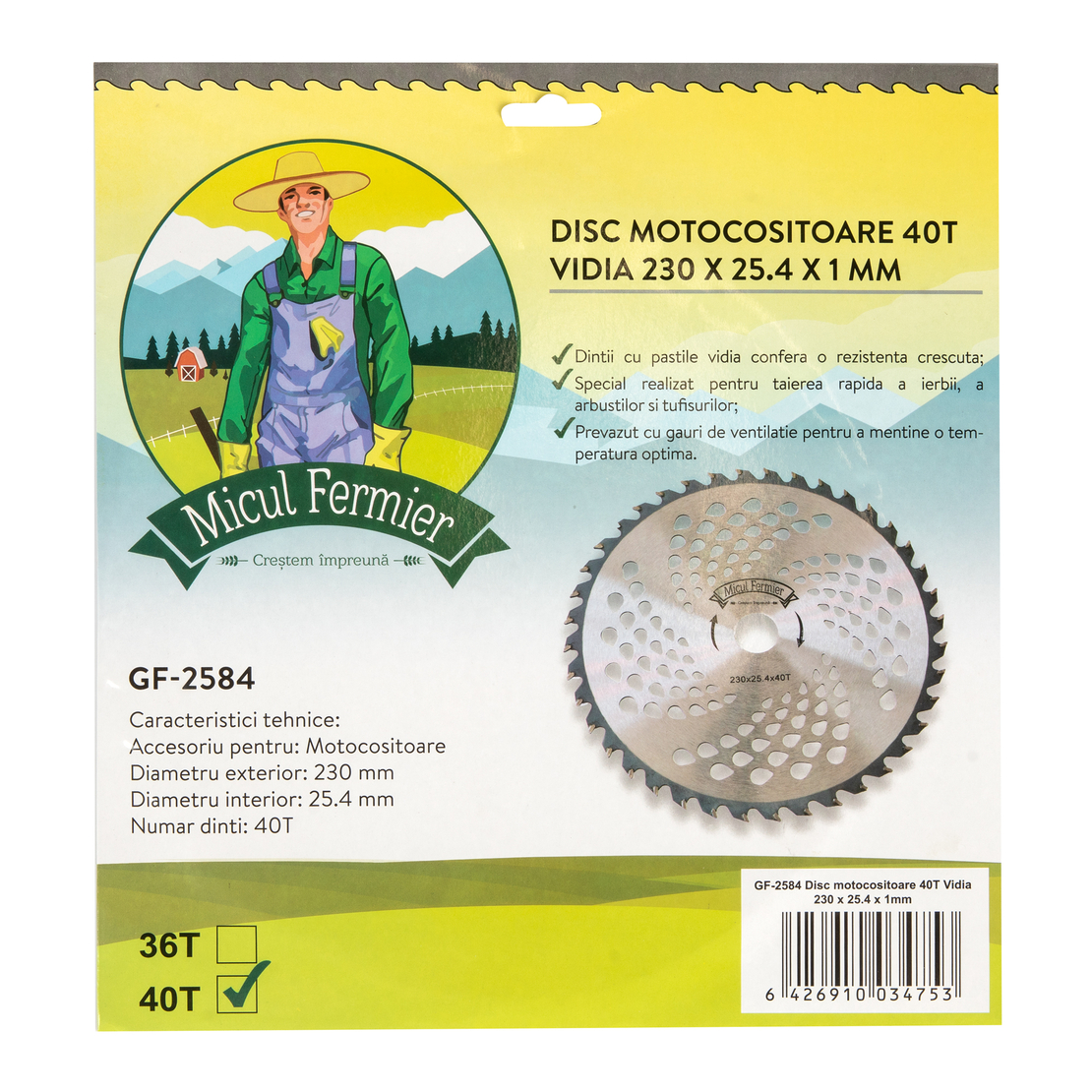 Disc motocositoare 40T Vidia 230 x 25.4 x 1mm
