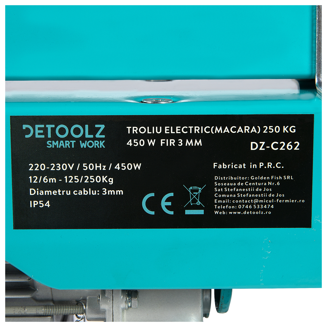 Troliu electric (macara) 250kg 450W fir 3mm
