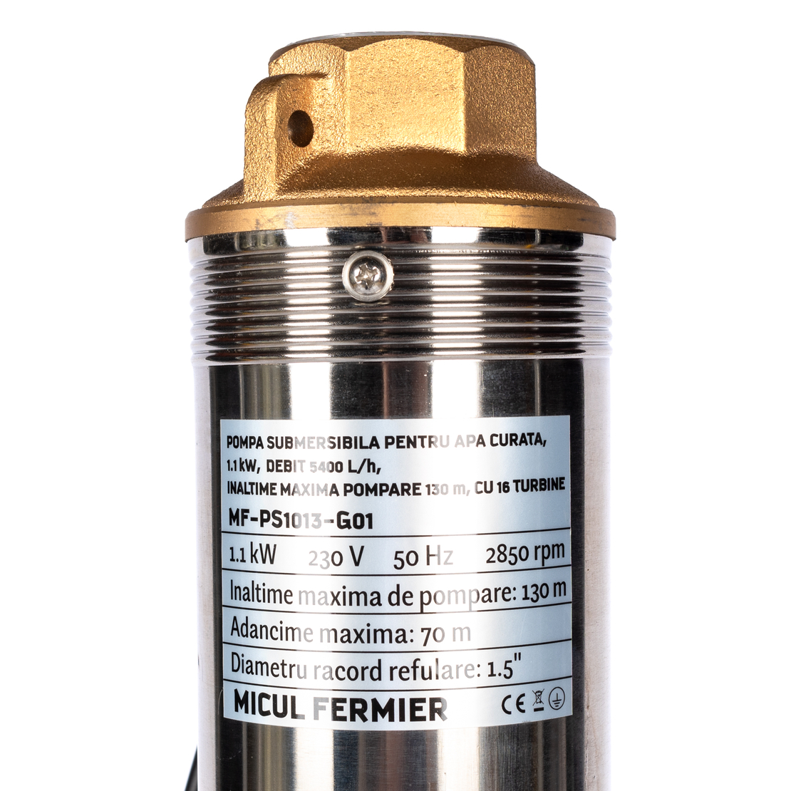 Pompa submersibila pentru apa curata Micul Fermier, 1.1KW, debit 5400l/h, inaltime maxima pompare 130m, 16 turbine