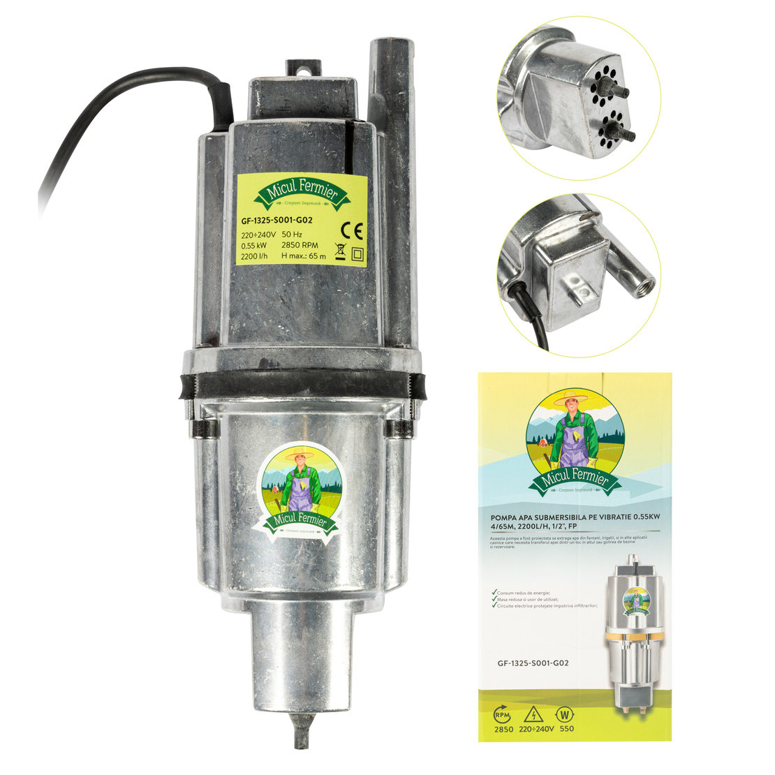 Pompa submersibila vibr 0,55kW 4/65m 2200l/h 1/2