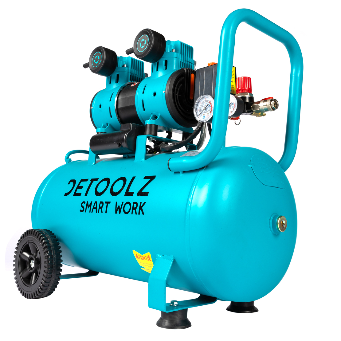 Compresor Detoolz 50L fara ulei, 1680 W, debit 214L/min, 8 bar, 2 prize de aer