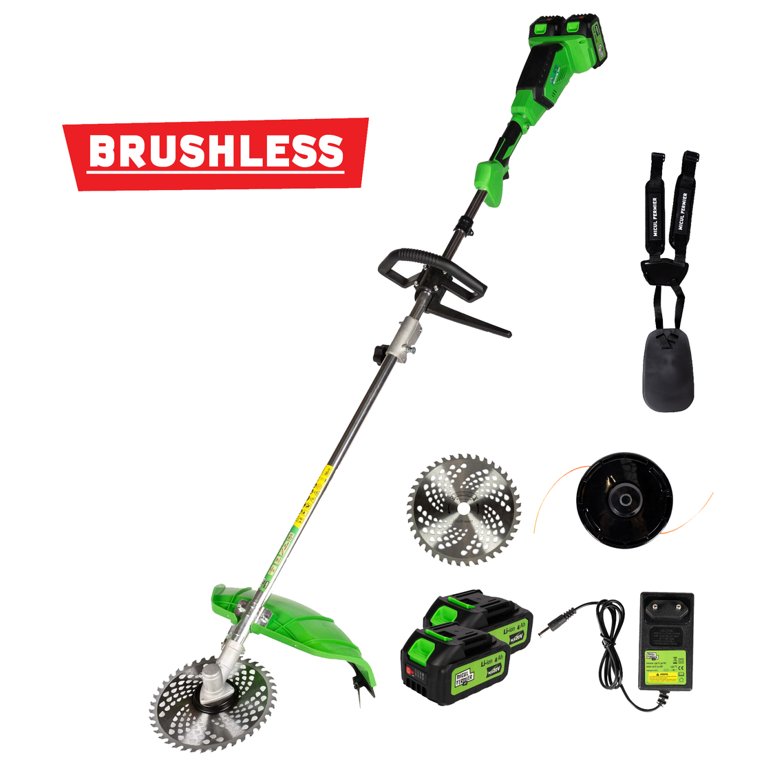 Motocoasa (Trimmer) electrica Micul Fermier 2x20V, 2 acumulatori 4Ah, maner simplu, motor fara perii