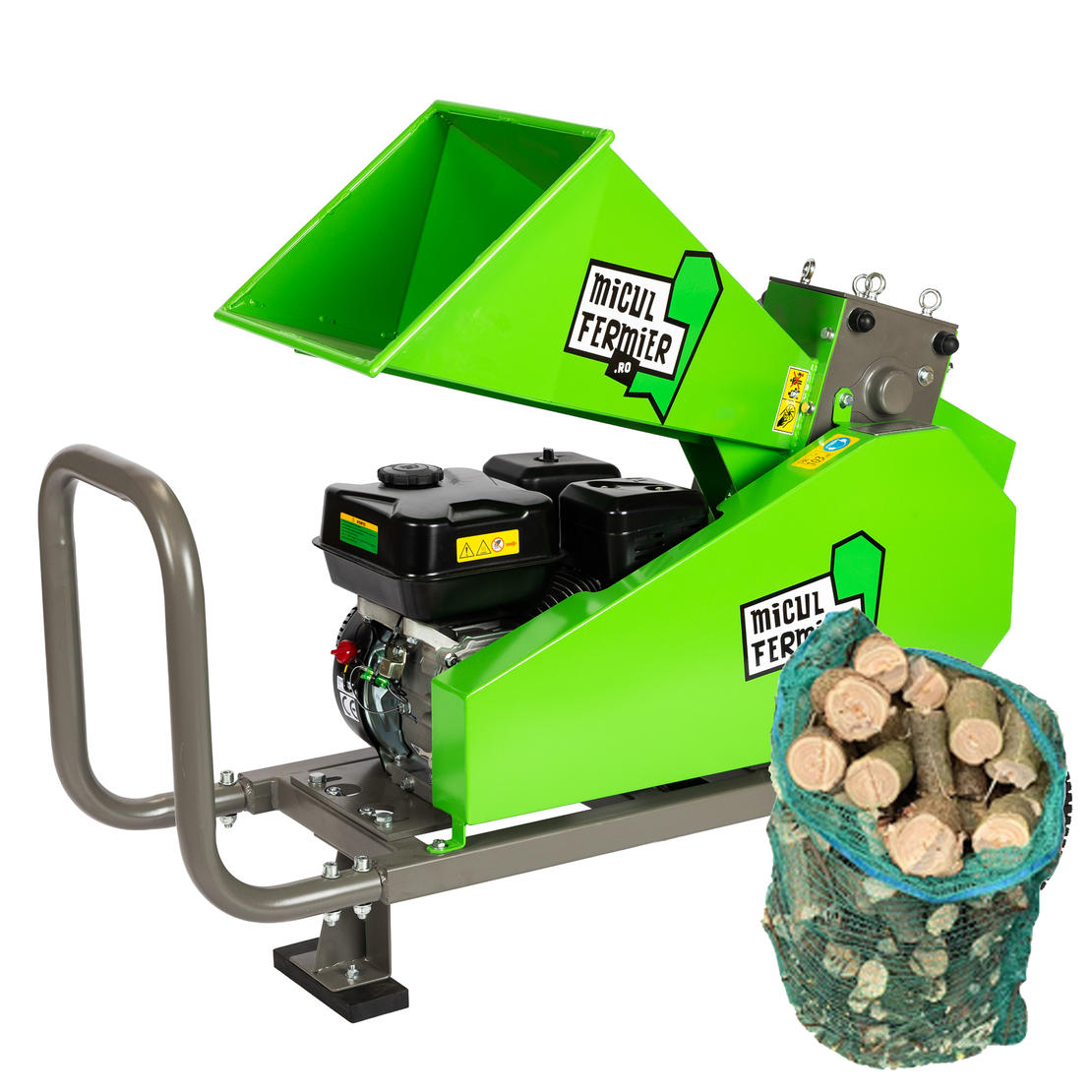 Tocator de crengi Micul Fermier, motor benzina 7 CP, 60 mm diametru maxim de taiere, pentru brichete