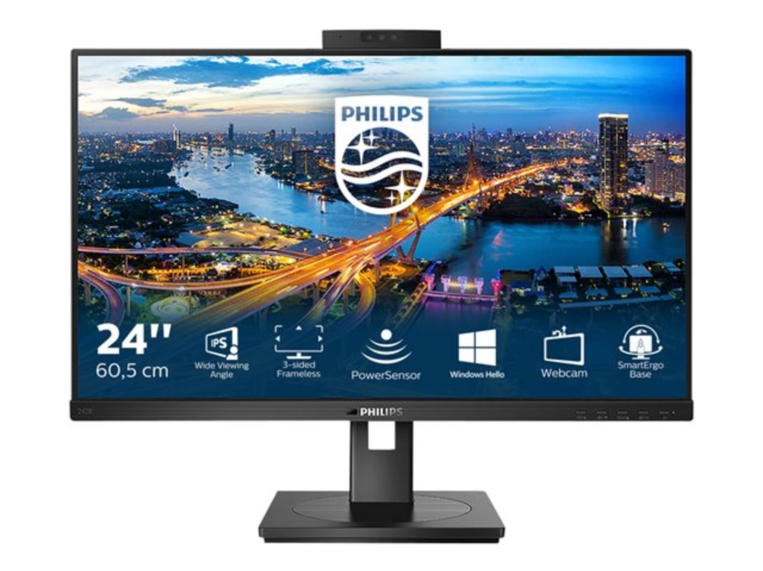 Monitor LED Philips 24” 242B1H – Full HD, IPS, Webcam integrat, HDMI, Negru