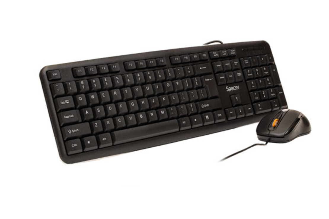 Kit SPACER USB Tastatură + Mouse Optic, Cablat, Negru (SPDS-S6201, SPKB-S62 + SPMO-F01)