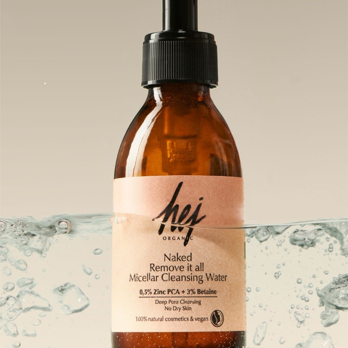 HEJ ORGANIC NAKED REMOVE IT ALL Apă Micelară Vegană Naturală 150ml – Ten Gras și Mixt, Fără Parfum
