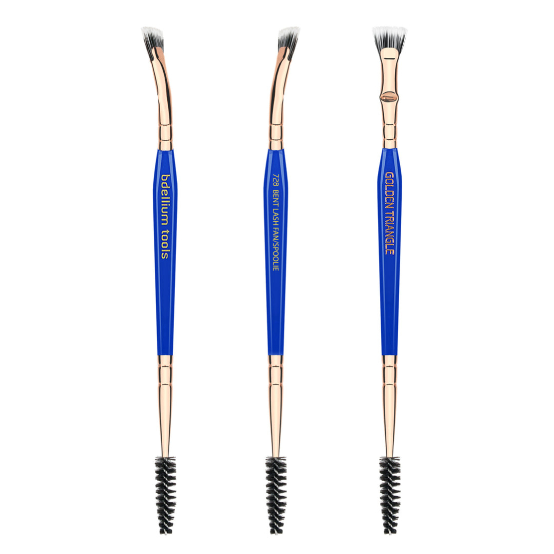 Bdellium Tools Golden Triangle  Series Double-ended Bent Lash Fan / Spoolie - PENSULĂ PENTRU GENE ȘI SPRÂNCENE - 728 GT