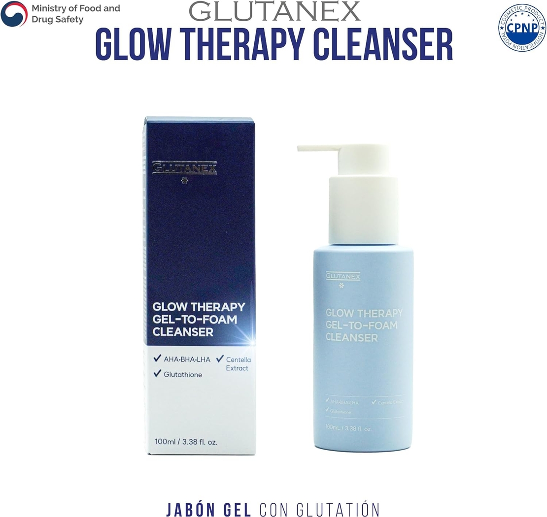 Glutanex Glow Therapy Gel-to-Foam Cleanser – Gel care se transformă în spumă pentru curățare profundă și blândă 100 ml